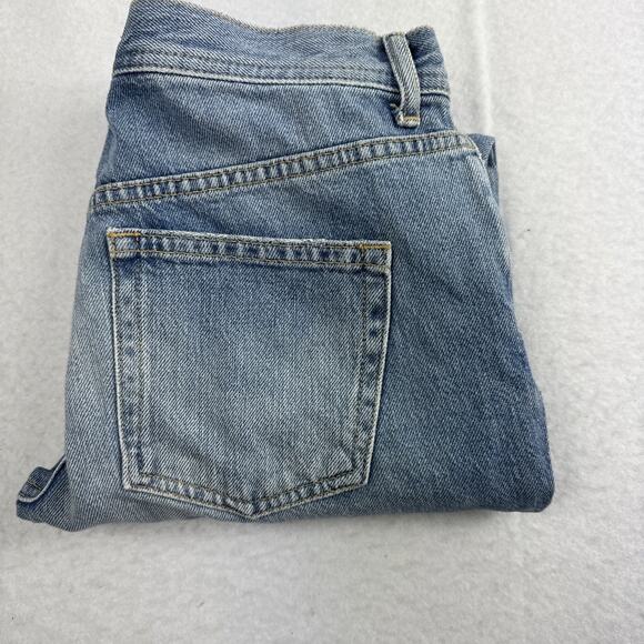 We The Free People Jeans Womens Size 27 Blue Cropped Distressed Denim Button Fly - Picture 1 of 8